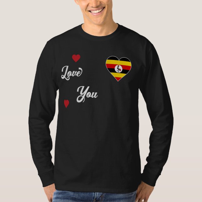 Ich Liebe Uganda mit Uganda-Flagge im Herzen Ugand T-Shirt (Vorderseite)