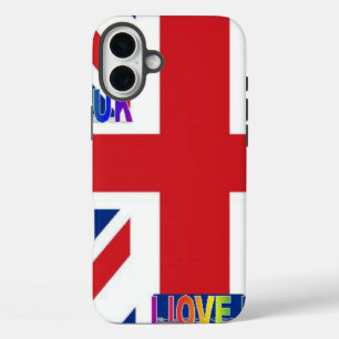 Ich liebe UK   Fluffy Cloud & Union Jack Kunstprin iPhone 16 Plus Hülle