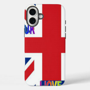 Ich liebe UK   Fluffy Cloud & Union Jack Kunstprin iPhone 16 Plus Hülle