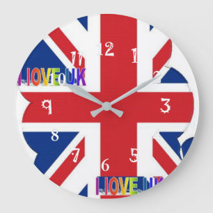Ich liebe UK-Kunstprint Große Wanduhr
