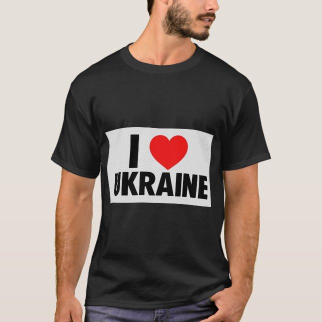 Ich liebe Ukraine Herz-Flagge Unterstützer T-Shirt (Vorderseite)