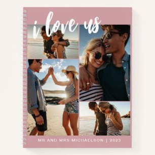 Ich Liebe uns Script Foto Collage Rosa und Weiß Notizbuch