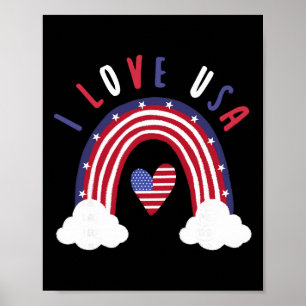 Ich liebe USA-Amerikanische Flagge Regenbogen Poster