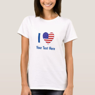Ich liebe (USA-Flagge Herz) Ihren blauen Text Dame T-Shirt
