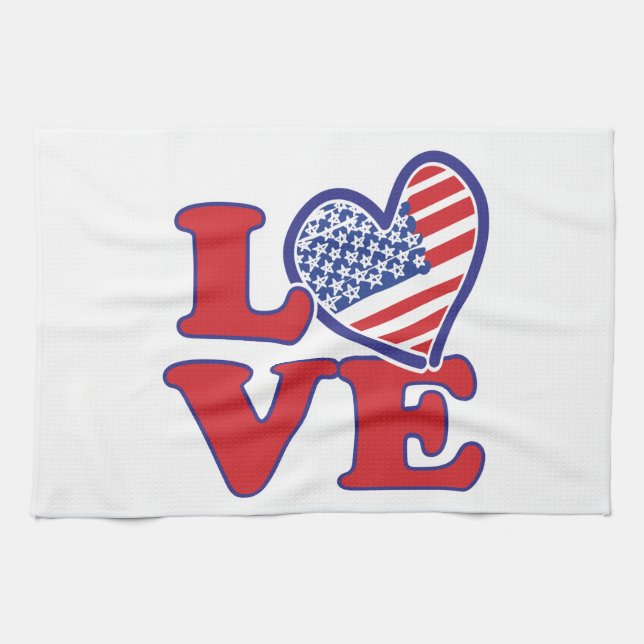 Ich Liebe USA Herz Geschirrtuch (Horizontal)