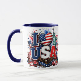 Ich liebe USA patriotischer Fußball-Fan-Becher | A Tasse