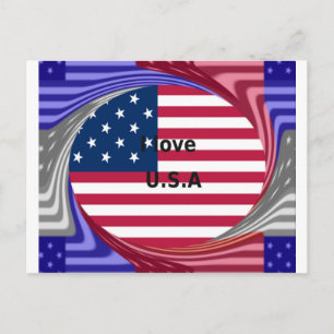 Ich liebe USA-Wirbel: Patriotischer Herz-Kunstprin Postkarte