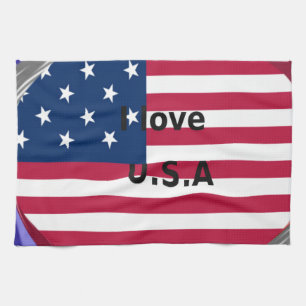 Ich liebe USA-Wirbel: Patriotisches Herz-Kunstwerk Handtuch