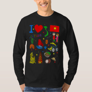 Ich liebe Vietnam  Handgezeichnete vietnamesische  T-Shirt