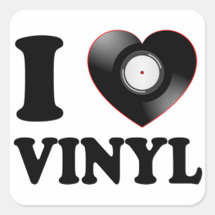 ICH LIEBE VINYL QUADRATISCHER AUFKLEBER