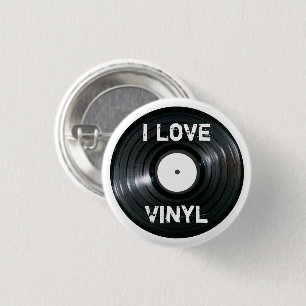 Ich liebe Vinyl-Schallplatten-Button Button
