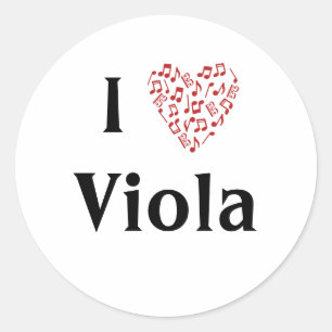 Ich liebe Viola-Altschlüssel Rotes Herz der Musikn Runder Aufkleber