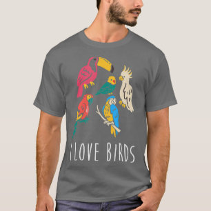 Ich liebe Vögel Papagei Cockatiel Jungle Tropical T-Shirt
