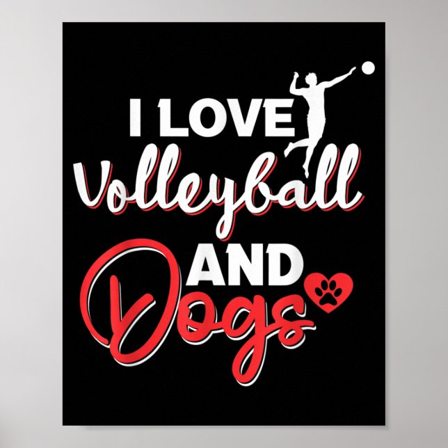 Ich Liebe Volleyball und Hunde Poster (Vorne)