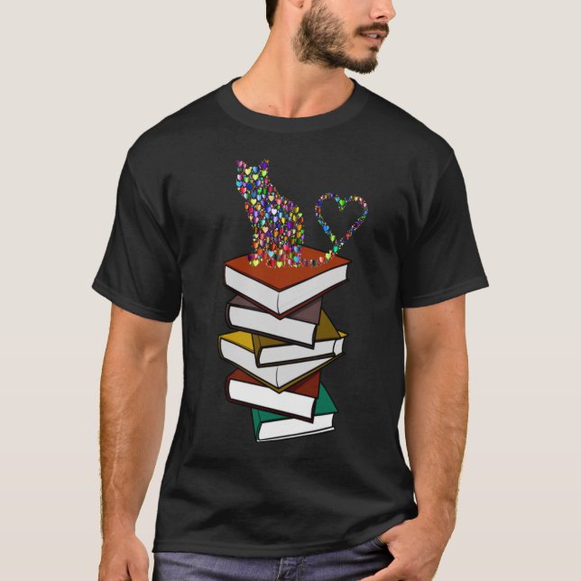 Ich Liebe von Katzen und Büchern T-Shirt (Vorderseite)