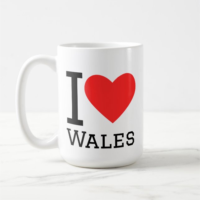Ich liebe Wales Quadrat-Aufkleber Kaffeetasse (Links)
