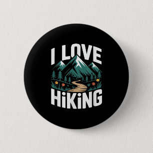 Ich liebe Wandern Bergpfad Wald Button