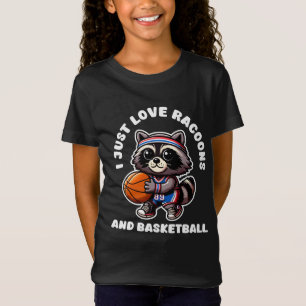 Ich liebe Waschbären und Basketball-Sportliebhaber T-Shirt