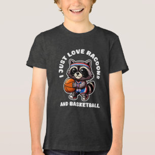 Ich liebe Waschbären und Basketball-Sportliebhaber Tri-Blend Shirt