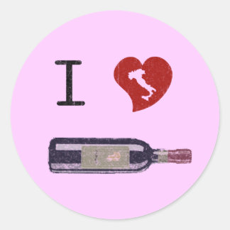 Ich liebe Wein Runder Aufkleber