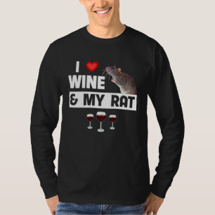 Ich liebe Wein und meine Ratte Feld Nagetier Mäuse T-Shirt