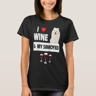Ich Liebe Wein und meine Samoyed Herding Paws Mama T-Shirt