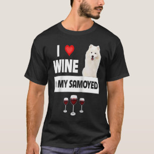 Ich Liebe Wein und meine Samoyed Herding Paws Mama T-Shirt