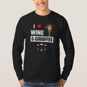 Ich liebe Wein und Trinkglas-Safari-Anis von Giraf T-Shirt