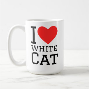 Ich liebe weiße Katze Kaffeetasse