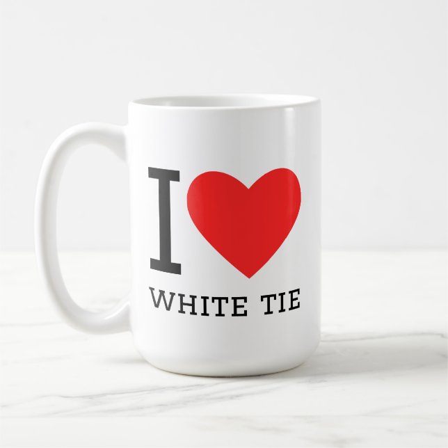 Ich liebe weiße Krawatte Kaffeetasse (Links)