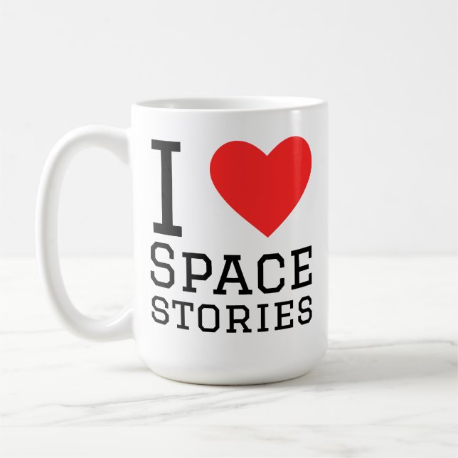 Ich liebe Weltraumgeschichten Kaffeetasse (Links)
