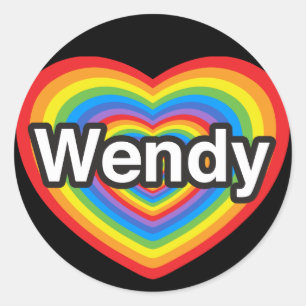 Ich Liebe Wendy. Ich Liebe dich Wendy. Herz Runder Aufkleber