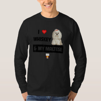 Ich Liebe Whiskey und mein maltesischer Mama Vater T-Shirt
