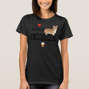Ich liebe Whiskey und meine Corgi-Mutter-Vater-Hun T-Shirt