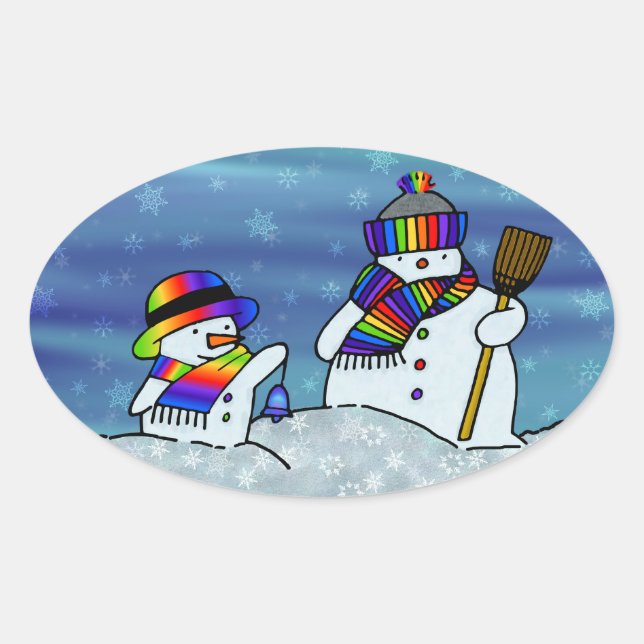Ich Liebe Winter! Ovaler Aufkleber (Vorderseite)