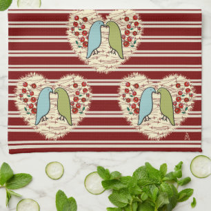 Ich Liebe Wintervögel und Berries Geschirrtuch