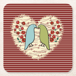 Ich Liebe Wintervögel und Berries Rechteckiger Pappuntersetzer