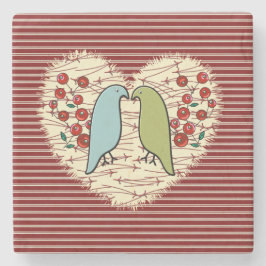 Ich Liebe Wintervögel und Berries Steinuntersetzer