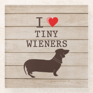 Ich liebe winzige Wiener Lustiges Dachshund-Meme Glasuntersetzer