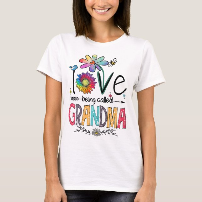 Ich Liebe wird Oma Daisy Blume genannt Niedlich Mo T-Shirt (Vorderseite)