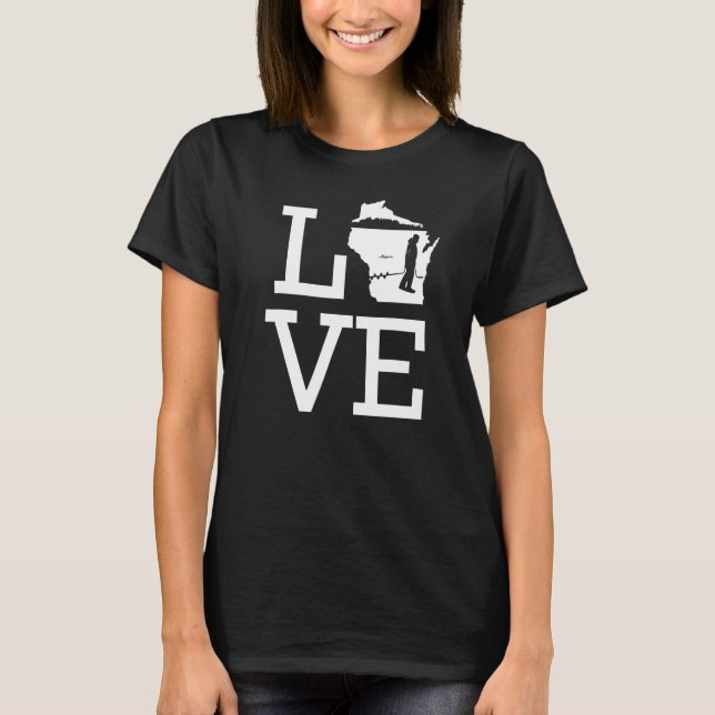 Ich liebe Wisconsin-Eisfischen T-Shirt (Vorderseite)