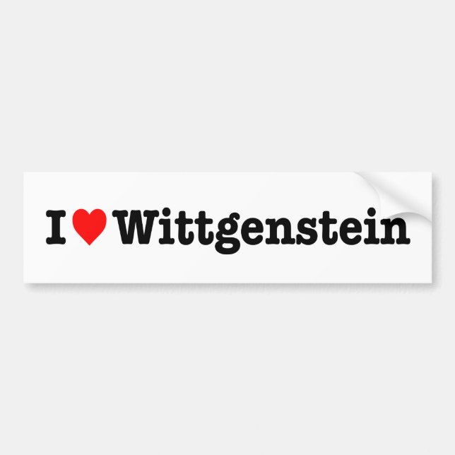 "ICH LIEBE WITTGENSTEIN " AUTOAUFKLEBER (Vorne)