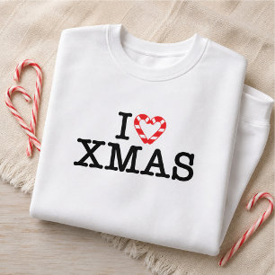 Ich liebe Xmas Candy Cane Herz Sweatshirt