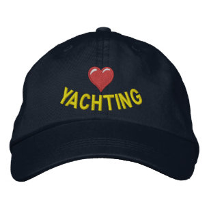 Ich Liebe Yachtfahren mit Herzgrafik Bestickte Kappe