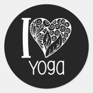 Ich liebe Yoga-Herz für Frauen, die Yoga lieben Runder Aufkleber