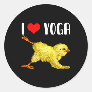 Ich liebe Yoga Huhn Cute Von Huhn Yoga Geschenk Ma Runder Aufkleber