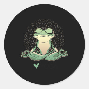 Ich liebe Yoga Ich Herz Yoga Frosch Runder Aufkleber