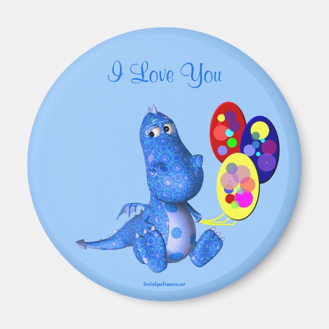 Ich Liebe You Blue Dragon Balloons Magnet (Vorne)