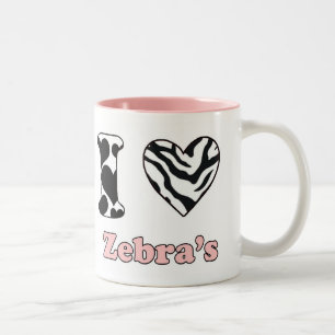Ich liebe Zebras Zweifarbige Tasse
