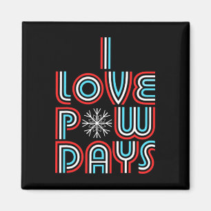 Ich Liebe zeigt Tage Snowboarden Skifahren Retro S Magnet